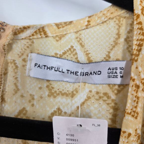 NEW Faithfull the Brand Delia Petra Python Snake Natural Flared Midi Dress SZ 6 - Picture 4 of 9